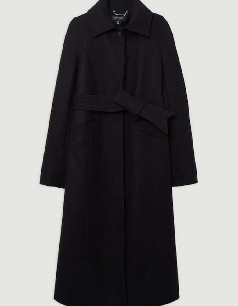 Premium Italian Manteco Wool Belted Tailored Duster Trench Maxi Coat