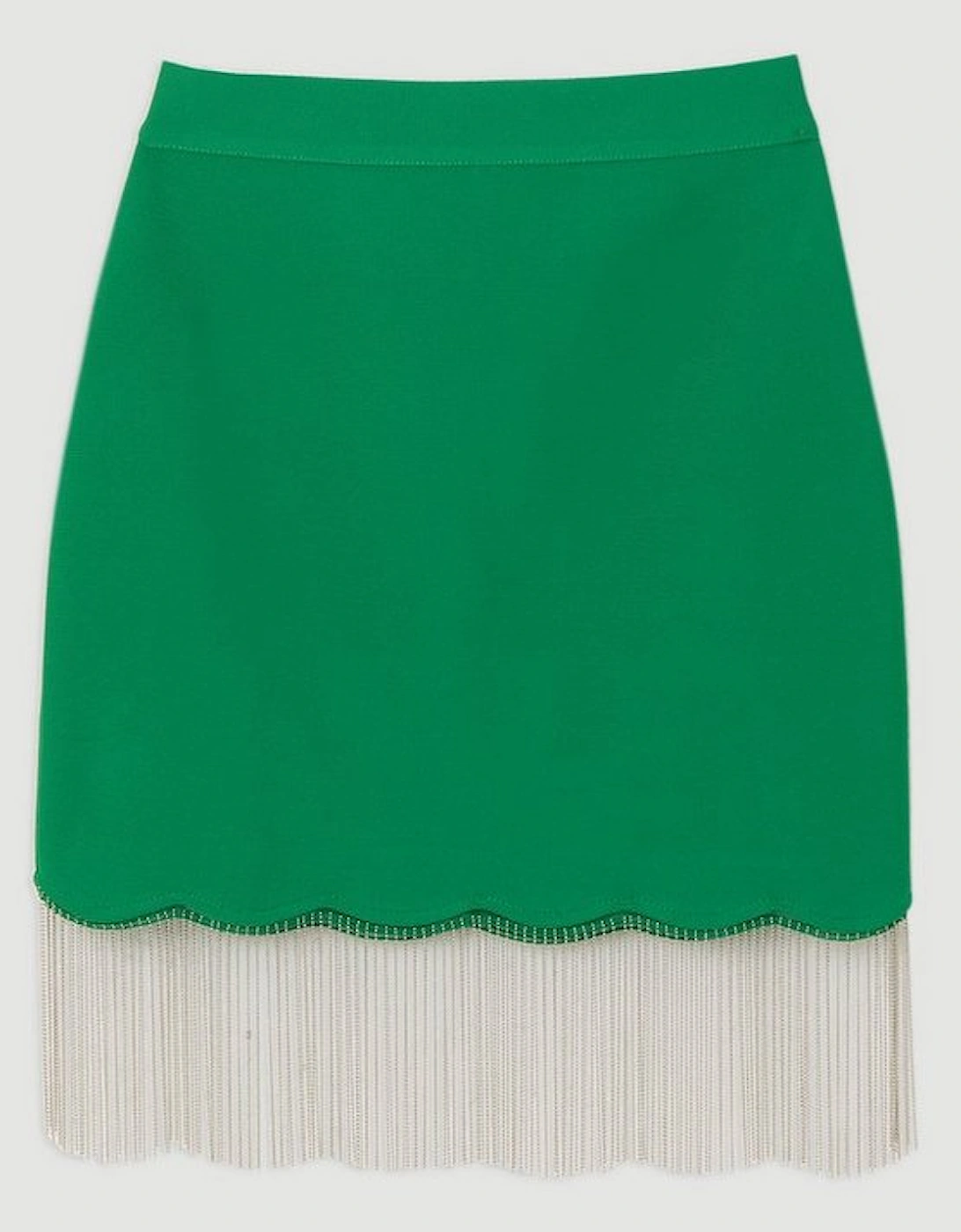 Figure Form Bandage Knit Scallop Tassel Skirt