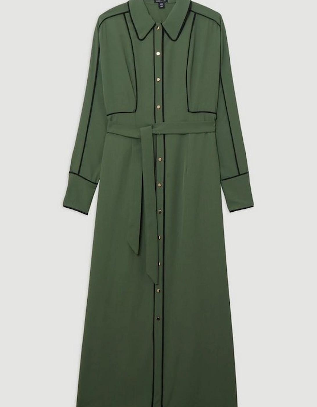 Twill Midaxi Woven Shirt Dress With Belt