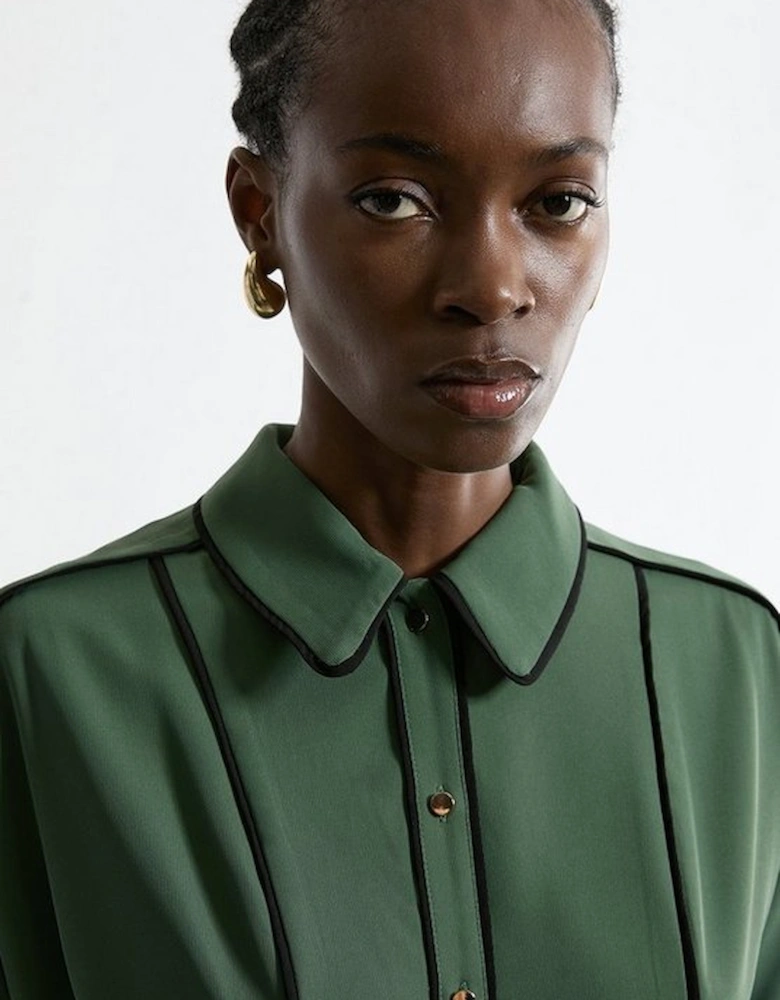 Twill Midaxi Woven Shirt Dress With Belt