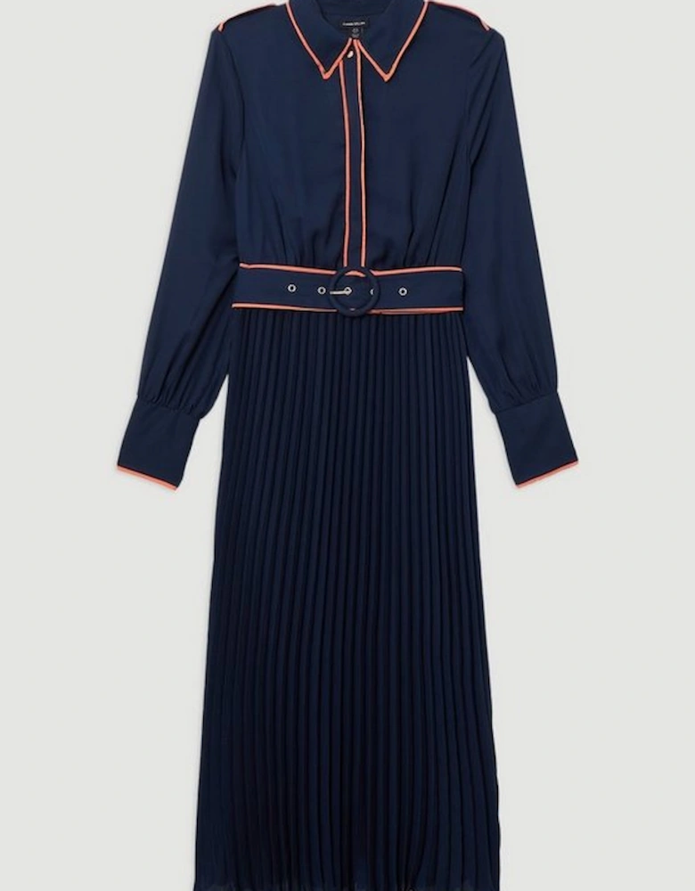 Petite Military Belted Woven Shirt Midaxi Dress