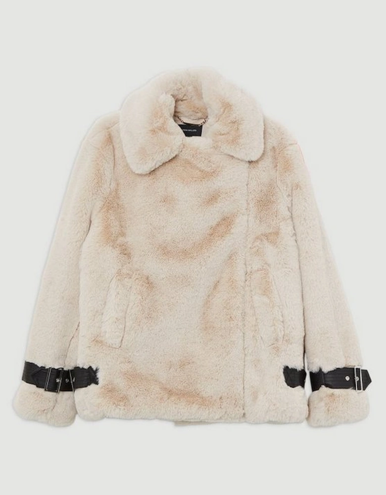 Faux Fur Biker Coat