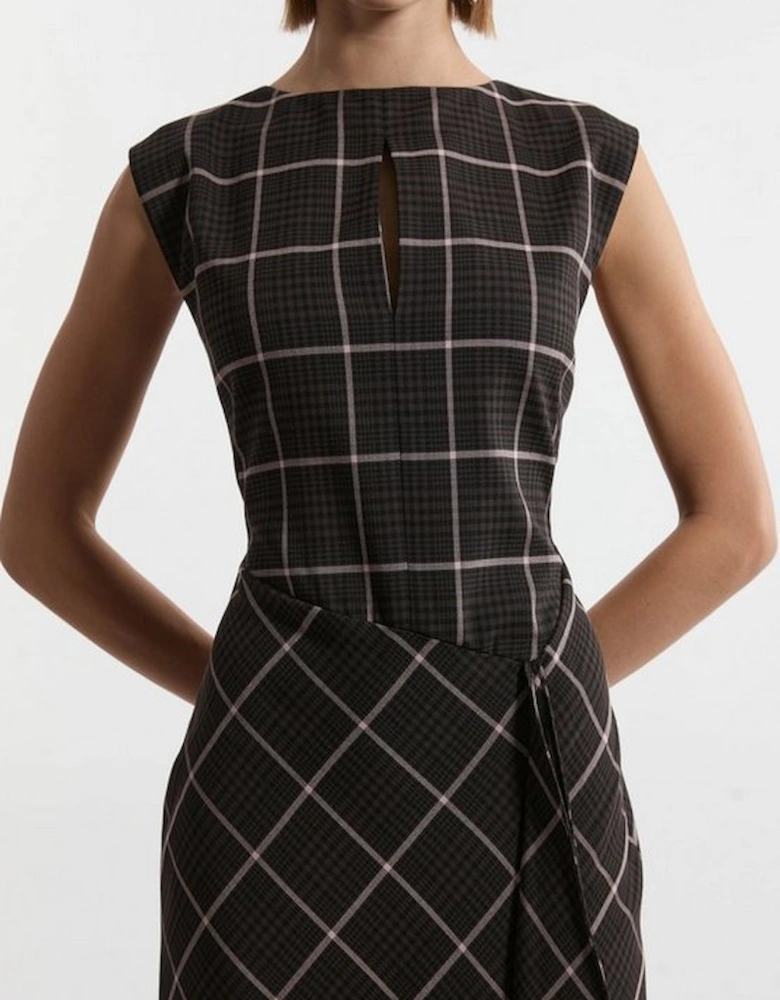 Petite Check Ruffle Tailored Midaxi Dress