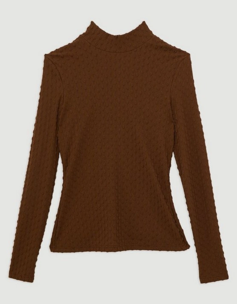 Premium Textured Jersey Roll Neck Top