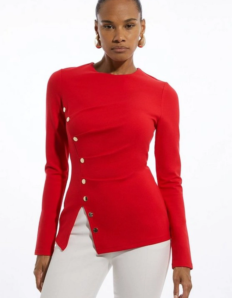 Ponte Tuck Long Sleeve Top
