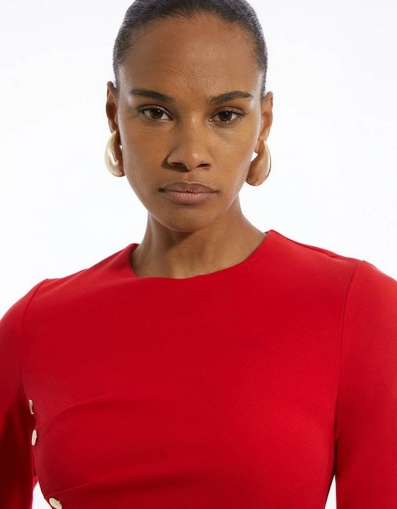 Ponte Tuck Long Sleeve Top