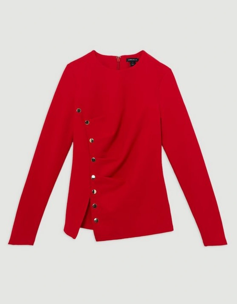 Ponte Tuck Long Sleeve Top