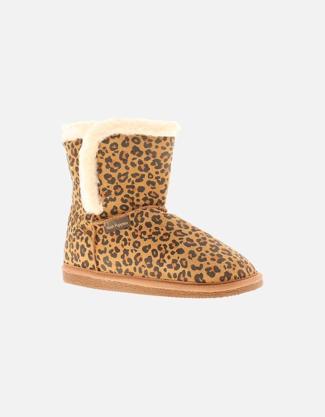 Womens Slipper Boots Ashleigh Leather Slip On leopard UK Size, 6 of 5