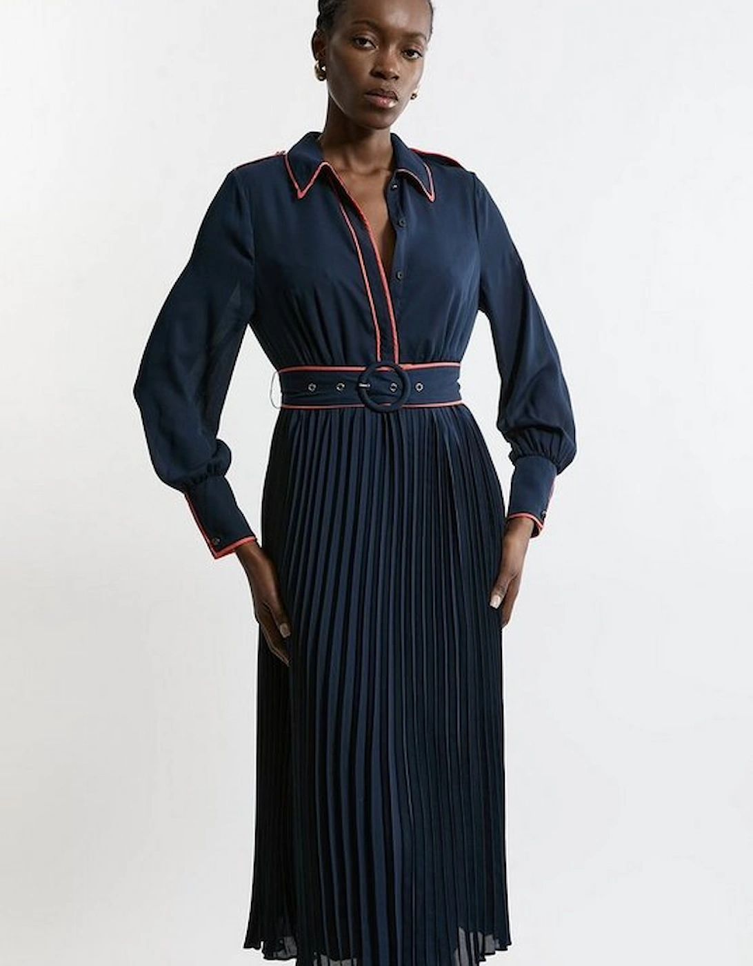 Tall Military Belted Woven Shirt Midaxi Dress