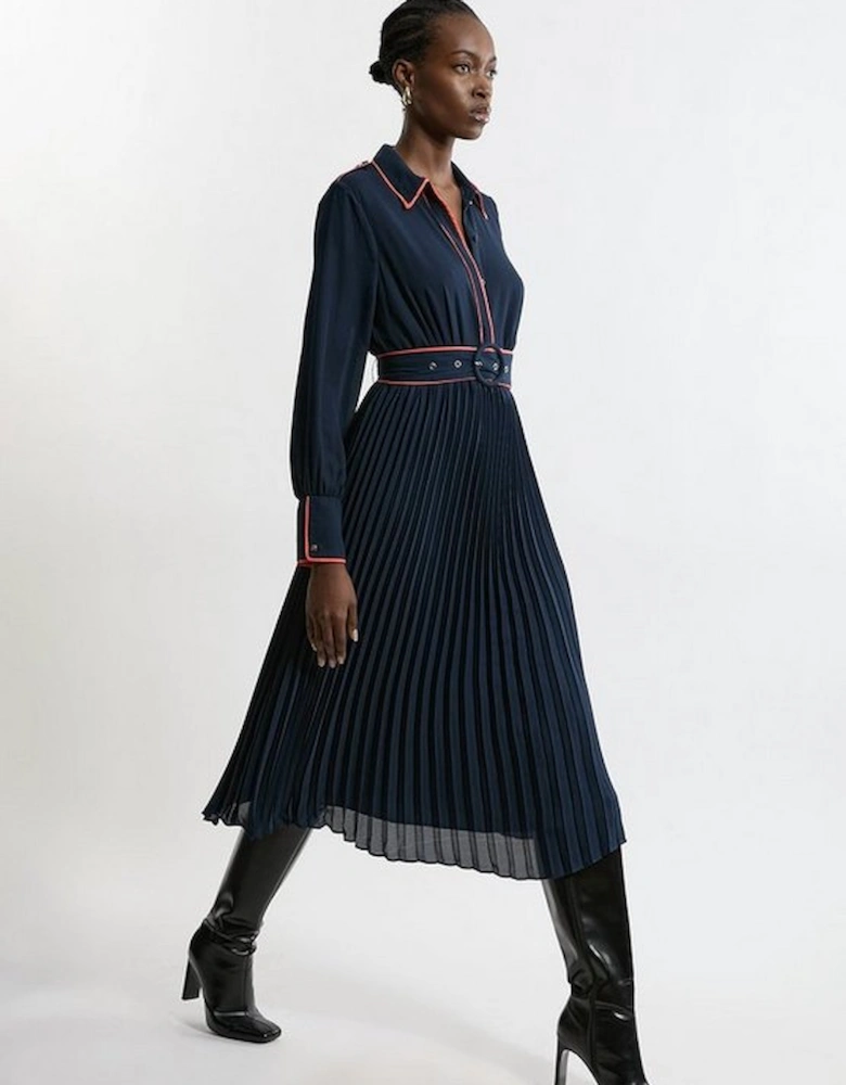 Tall Military Belted Woven Shirt Midaxi Dress