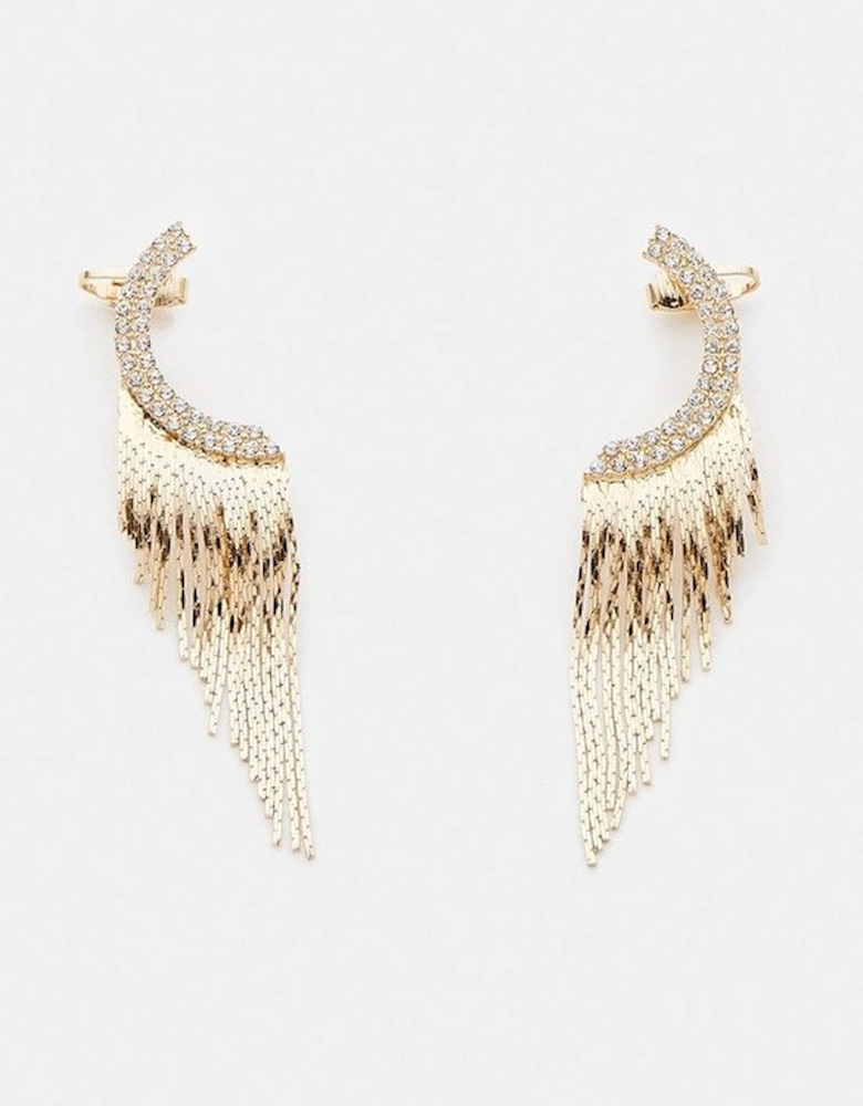 Gold Drop Ear Cuff Earrings