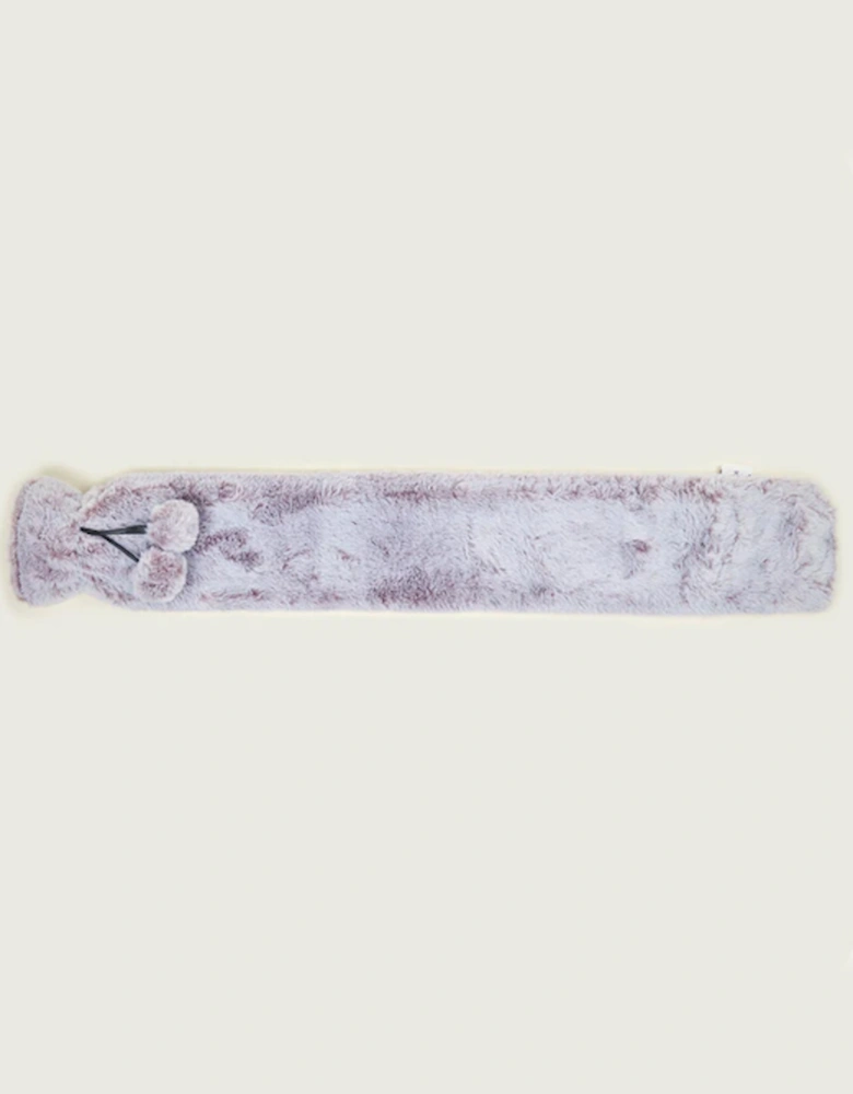 Rolled Long Hot Water Bottle with Marshmallow Grey Fur