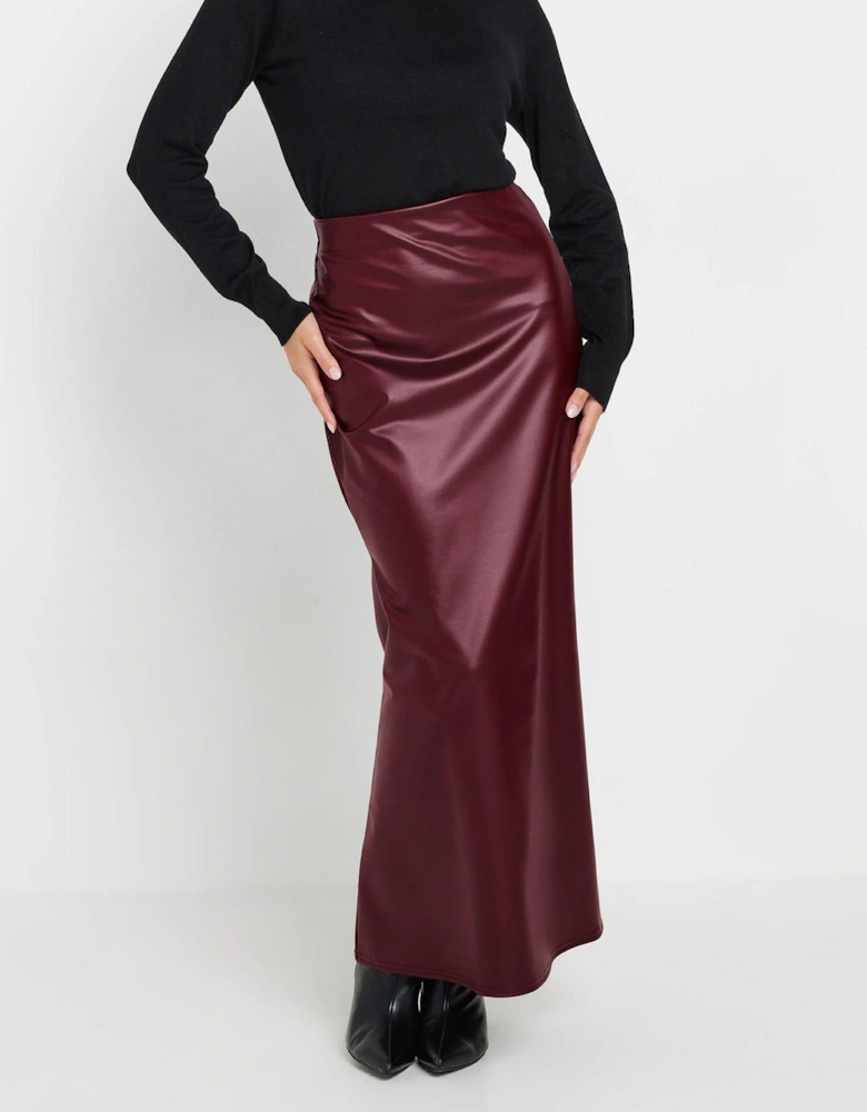 Petite Matte Pu Skirt - Red