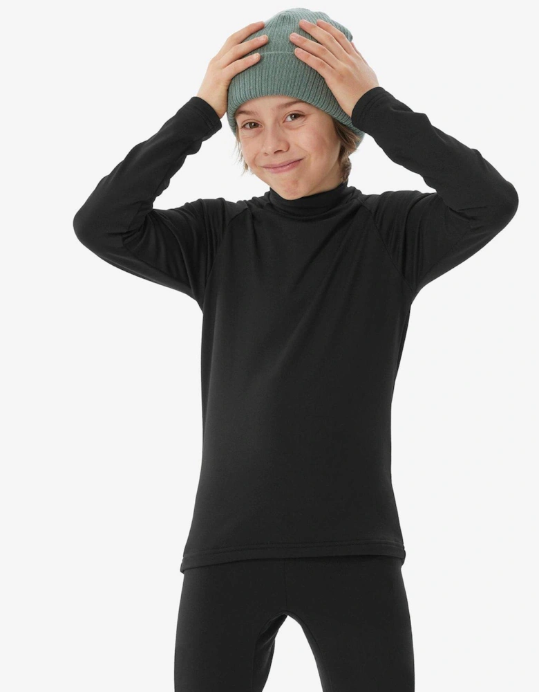 Kids Baselayer Top Ski 500 Black