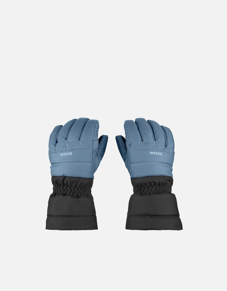 Kids' Warm And Waterproof 500 Ski Gloves - Denim Blue