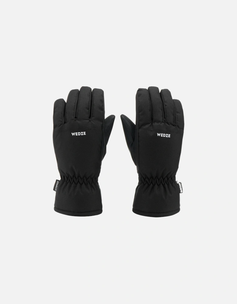 Kids' Warm And Waterproof 100 Ski Gloves - Black