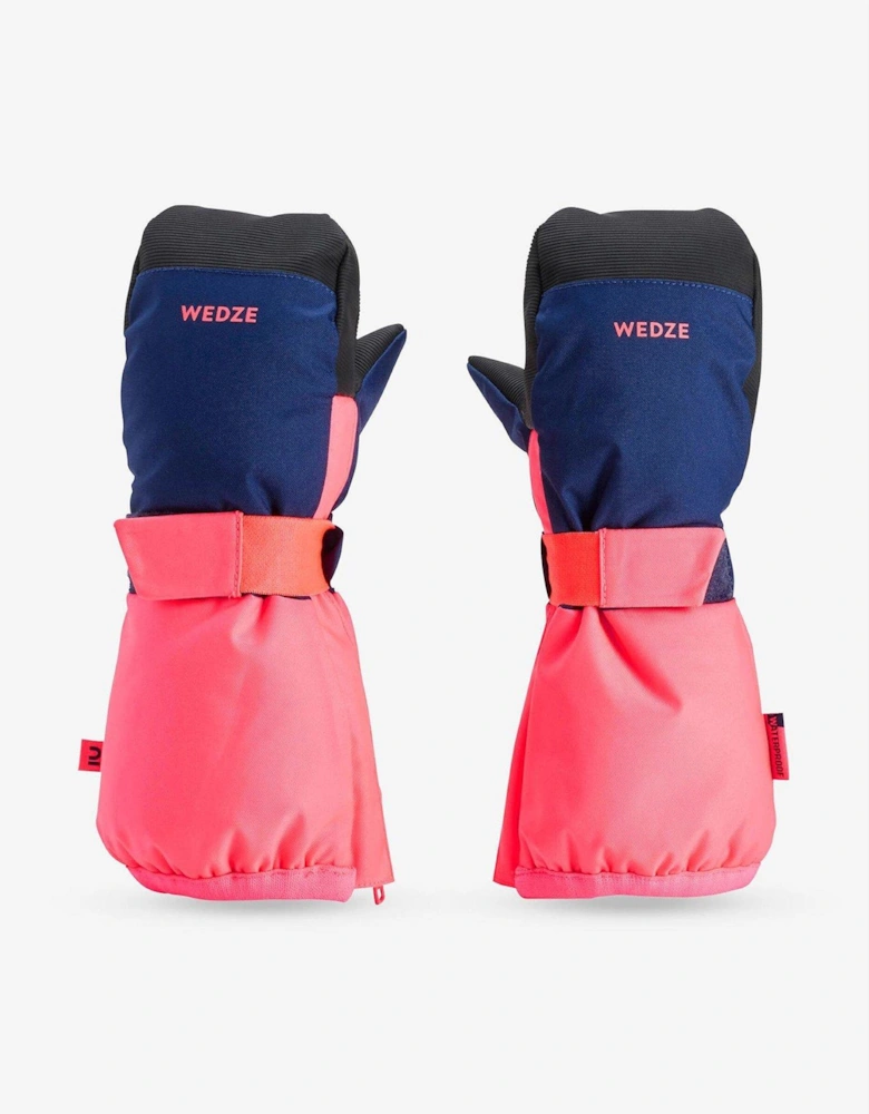 Kids Warm And Waterproof Ski Mittens - Blue / Pink