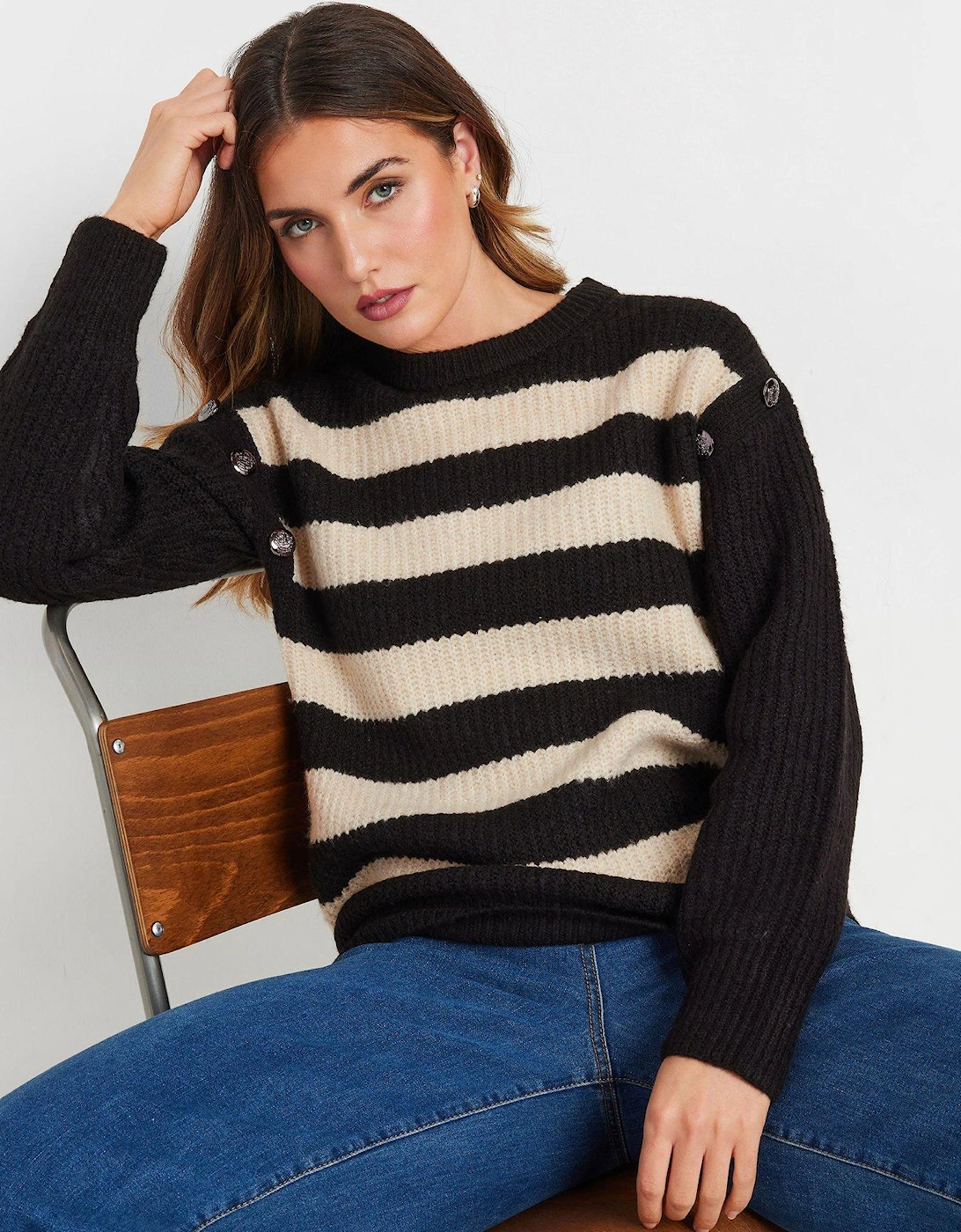 Button Shoulder Cable Knit Jumper - Black, 2 of 1