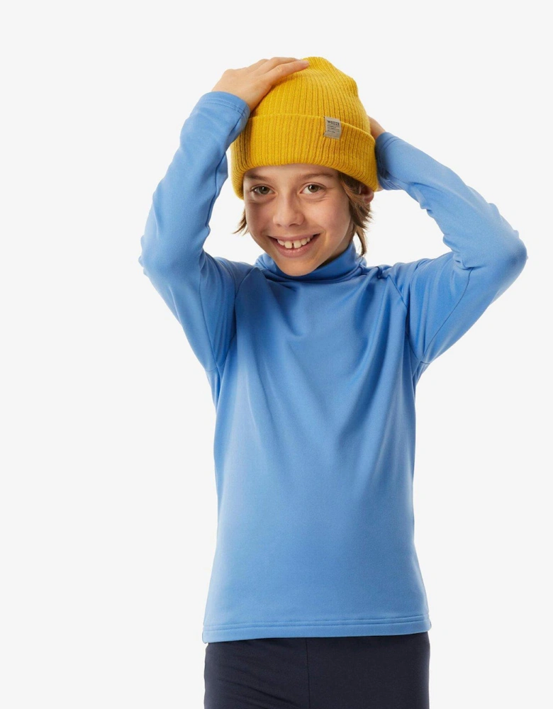 Kids' Ski 500 Neck Baselayer Top - Blue