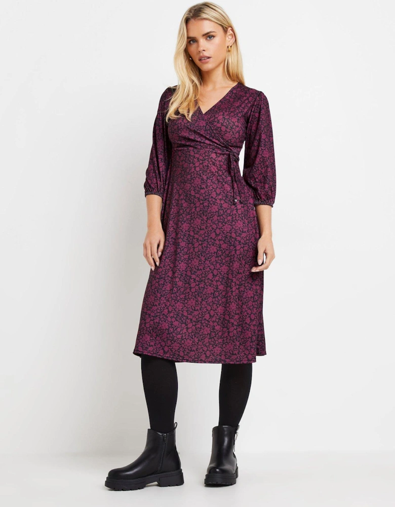 Petite 3/4 Sleeve Dress - Purple