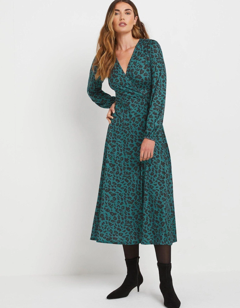 Animal Wrap Dress - Green