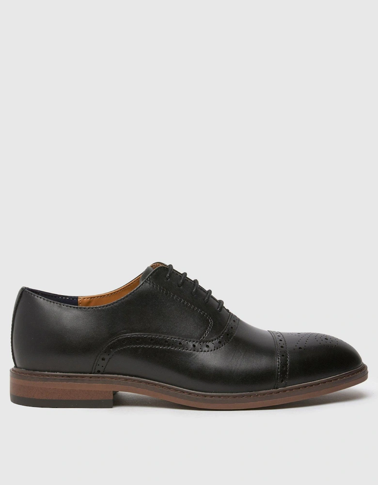 Raven Leather Brogue Lace Up Shoe - Black