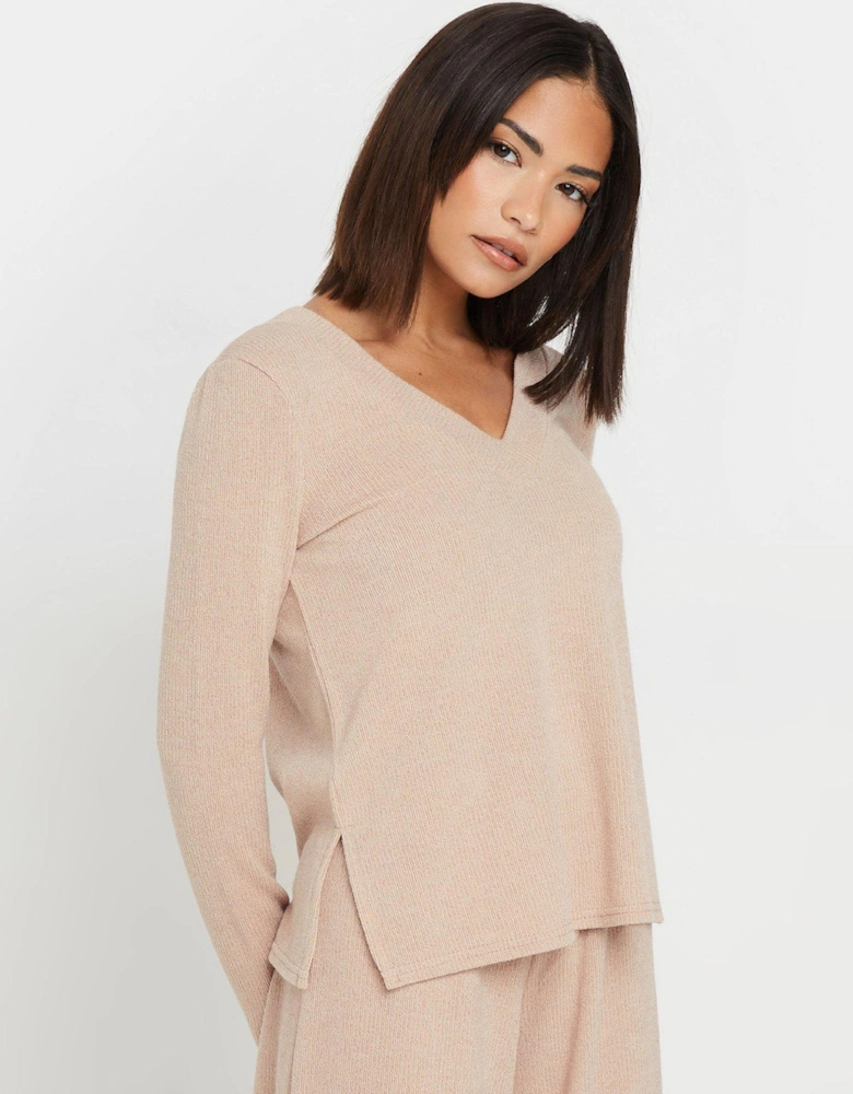 Petite Soft Touch V-Neck Jumper - Pink