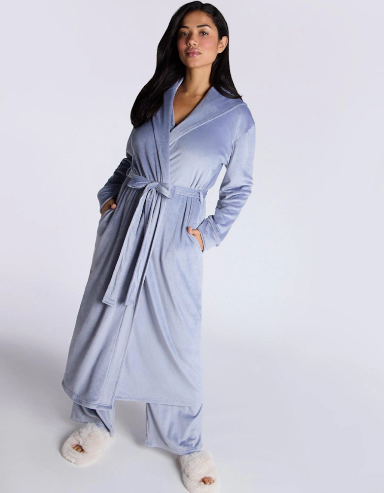 Velour Robe - Denim Blue