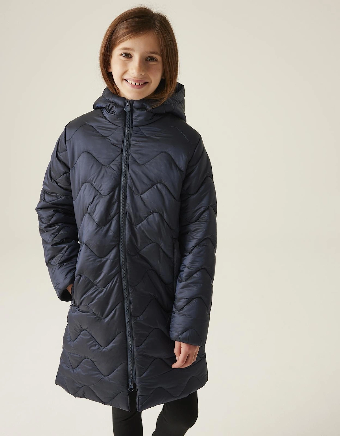 Kids Cambrie Hooded Longline Padded Jacket, 2 of 1