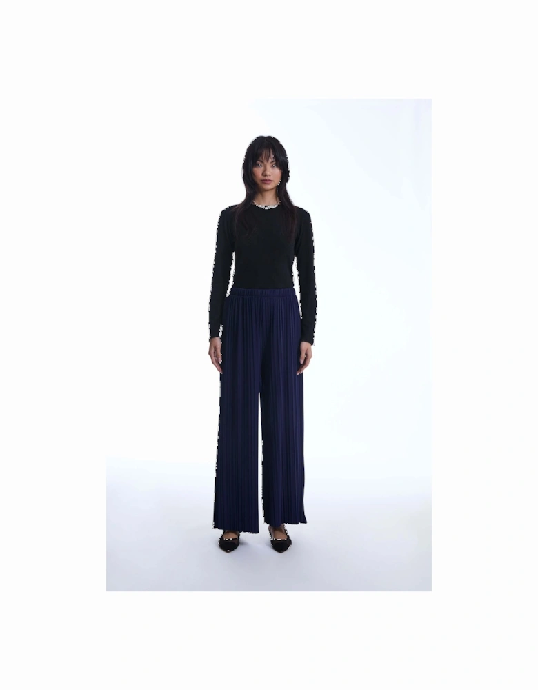 Pleated Navy Trousers