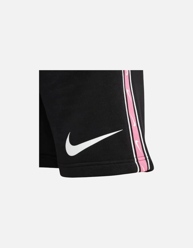 Pink Taped Hem Black Shorts