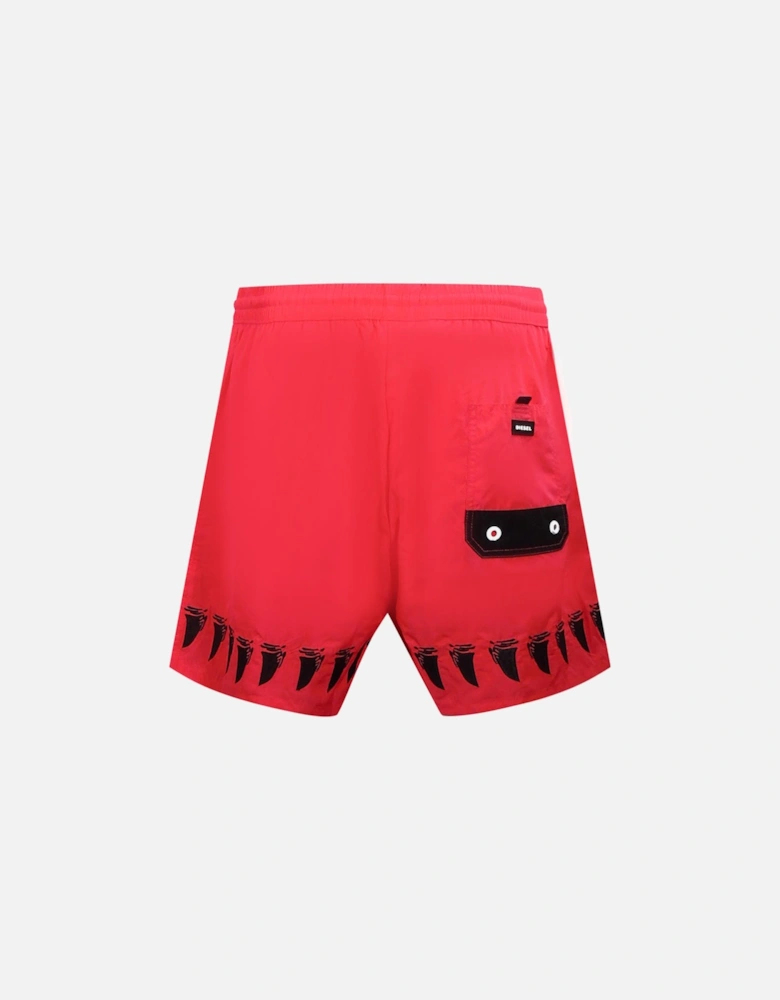 Shark Tooth Design Brave Red Swim Shorts