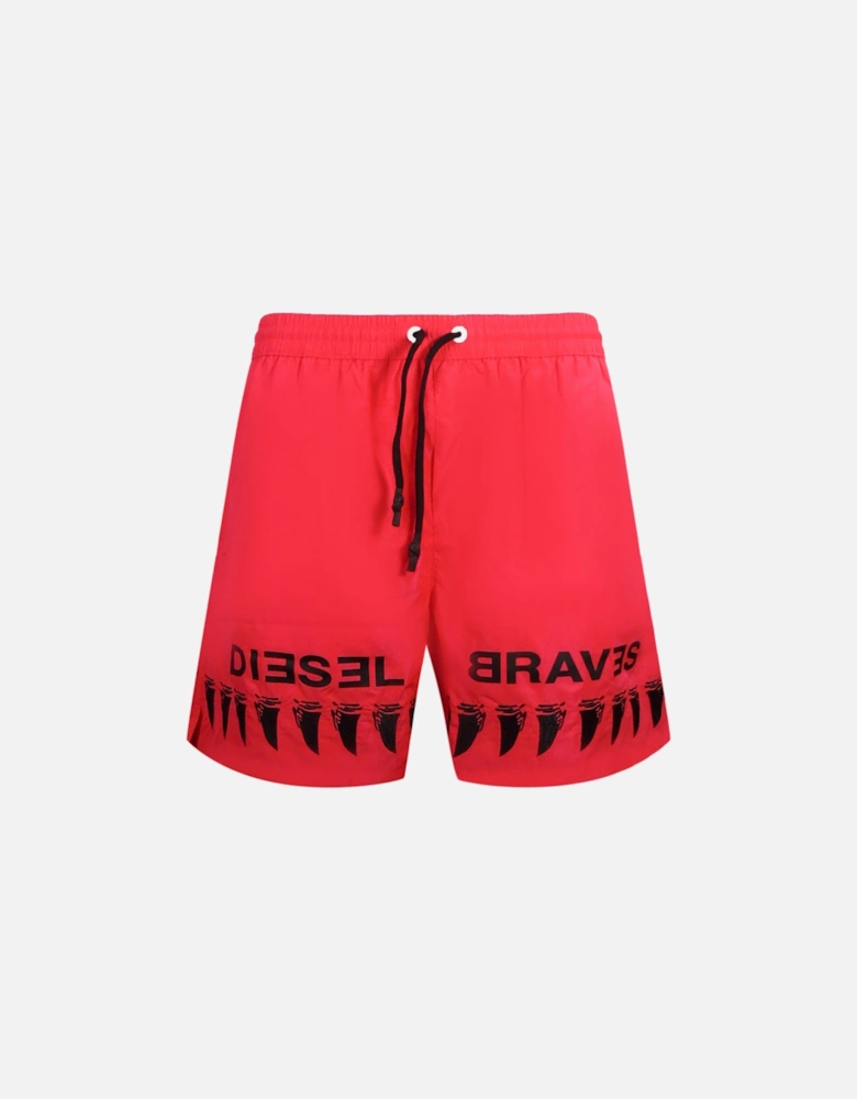 Shark Tooth Design Brave Red Swim Shorts