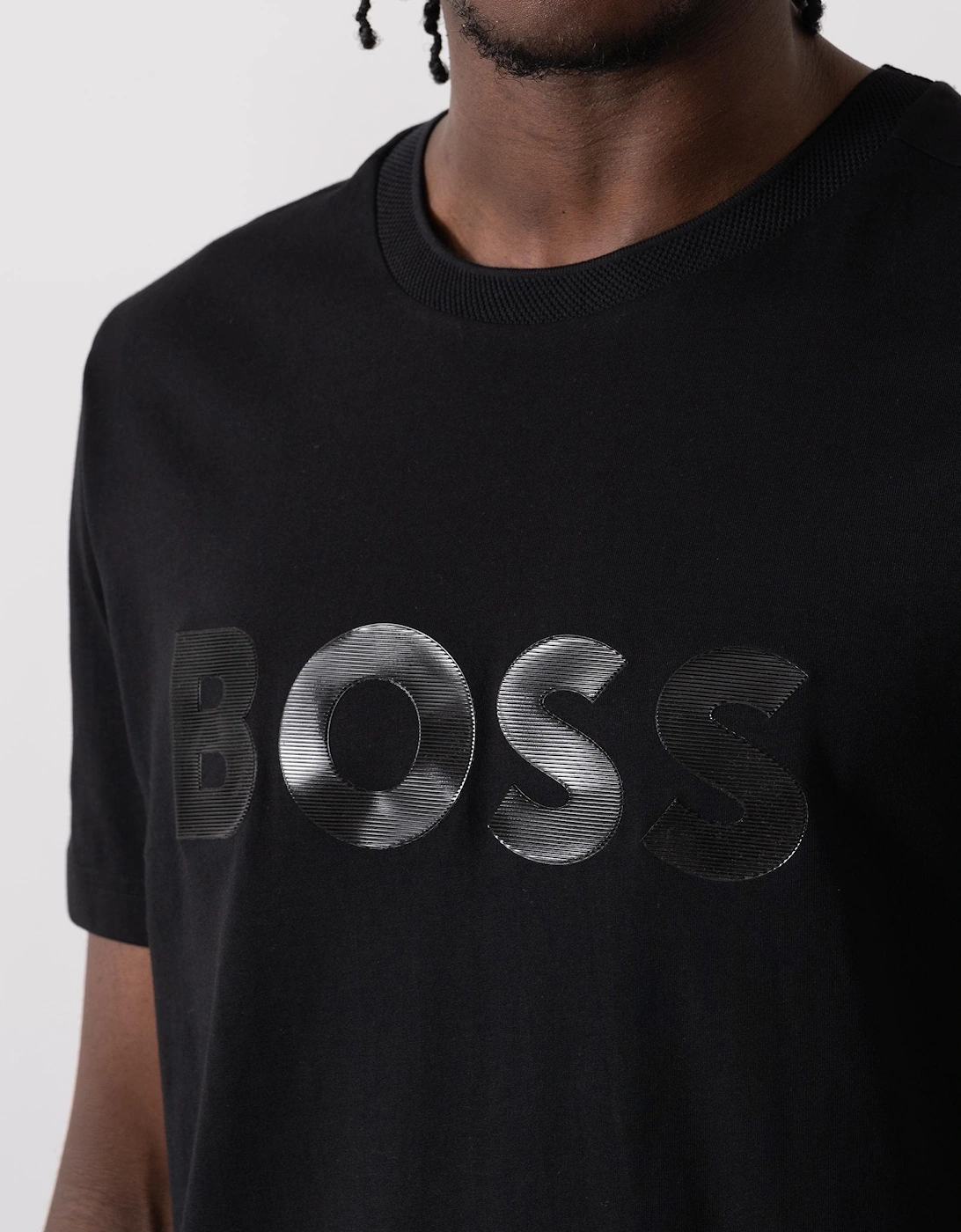 BOSS Green Tee Mirror 2 Mens Crew Neck T-Shirt with Mirror-Effect Logo