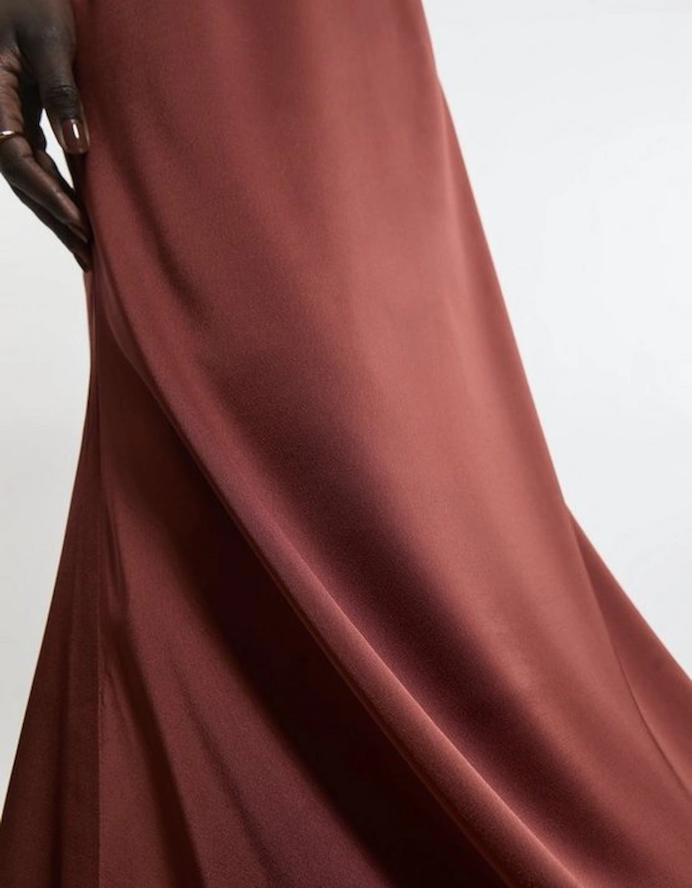 Petite Satin Crepe Column Woven Maxi Dress