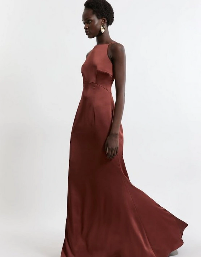 Satin Back Crepe Column Woven Maxi Dress