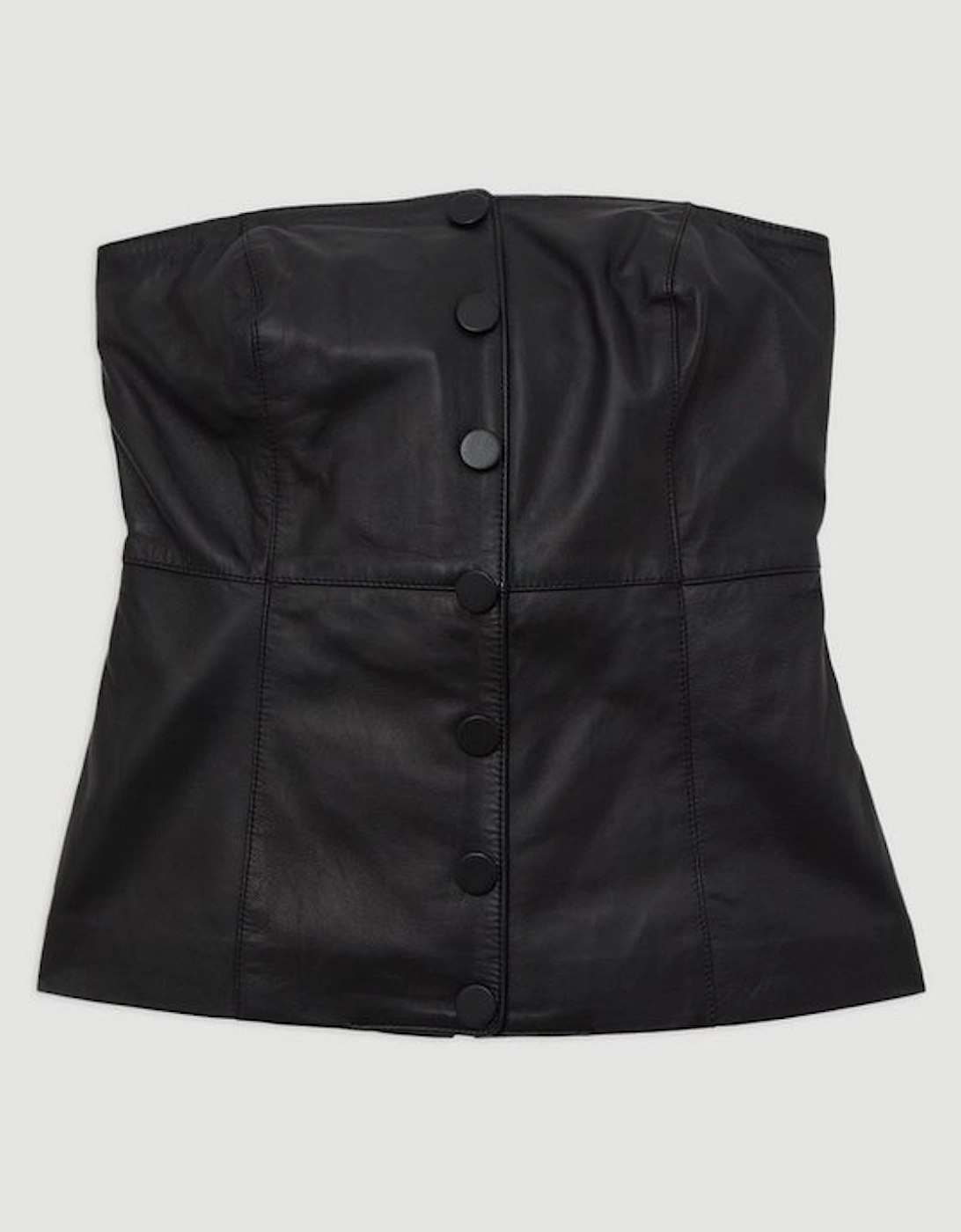 Leather Button Front Corest Top