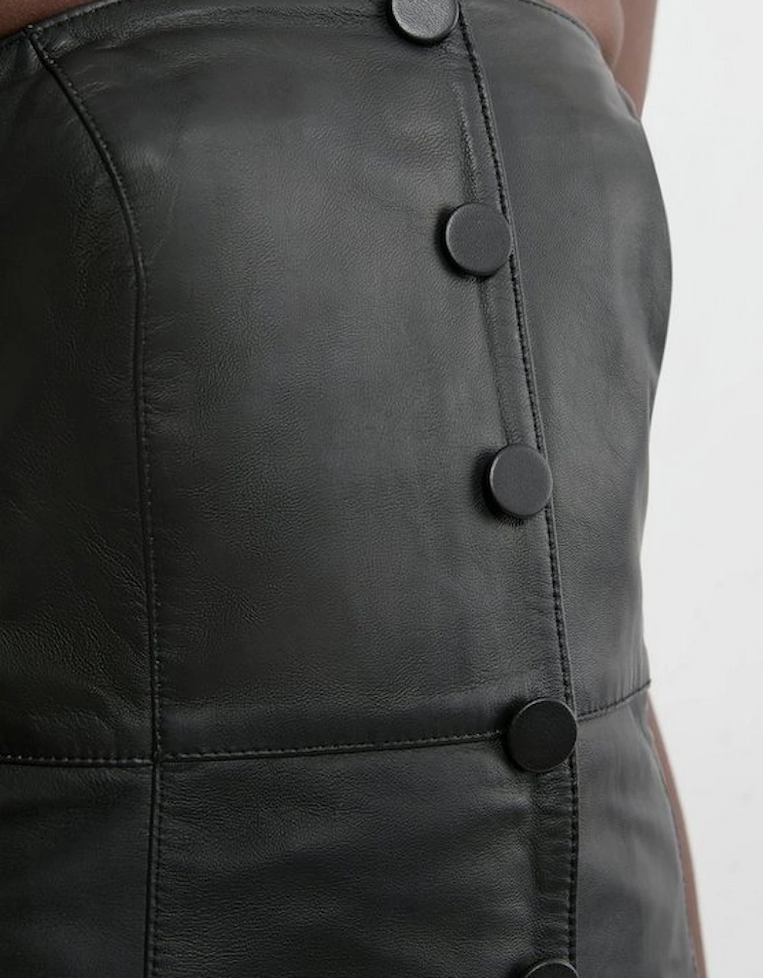 Leather Button Front Corest Top