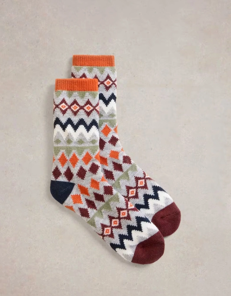 Fairisle Pop Cabin Sock Orange Multi