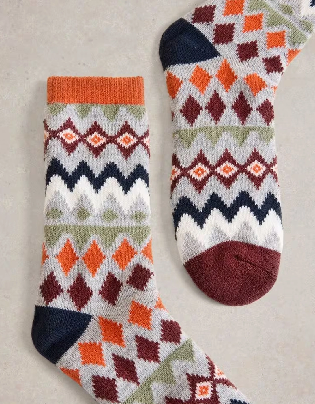 Fairisle Pop Cabin Sock Orange Multi