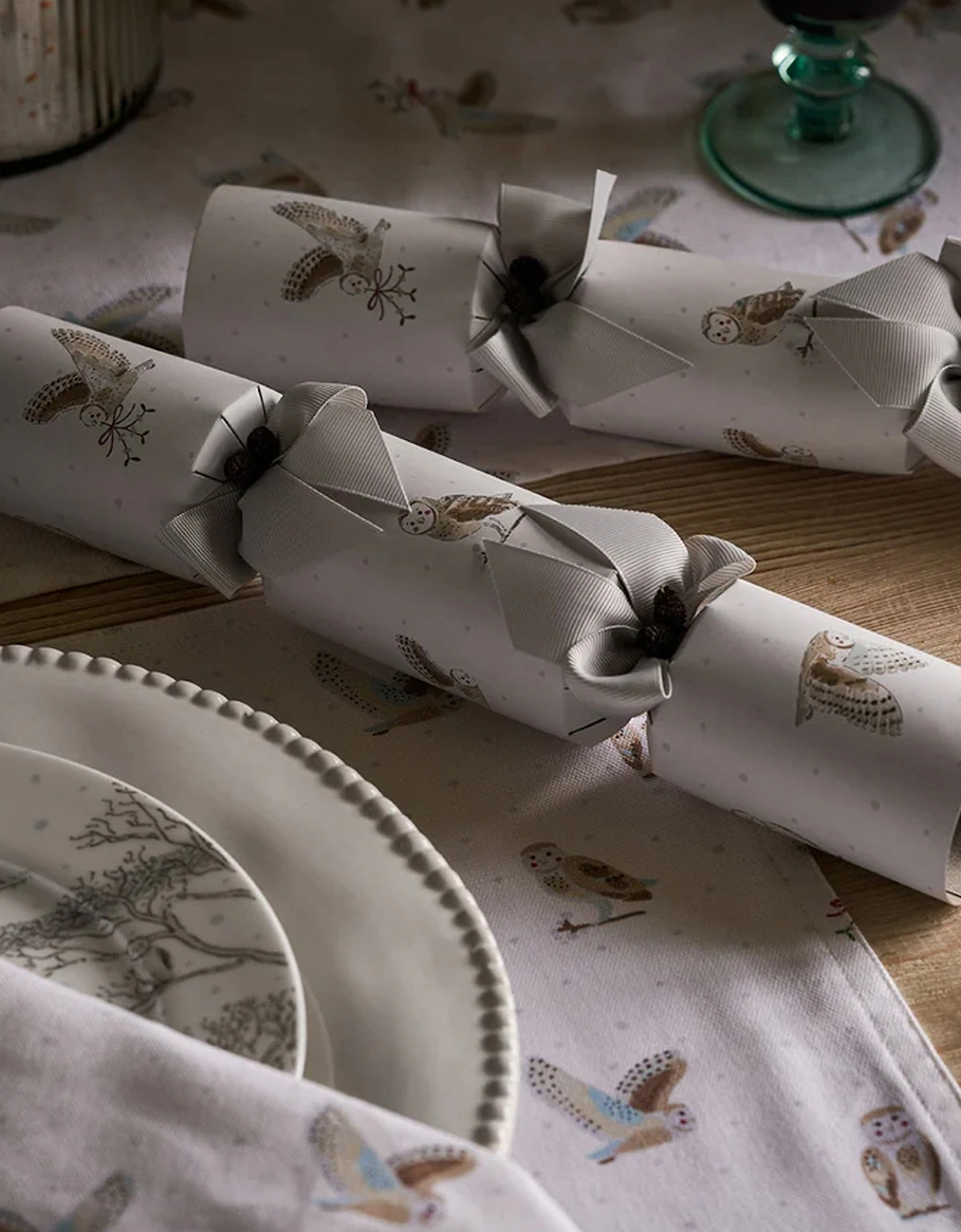 Snowy Owls Christmas Crackers Set of Six