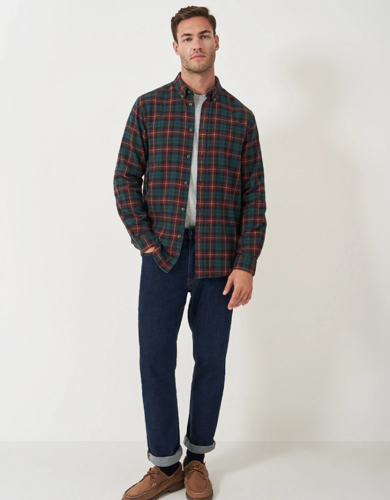 Men's Long Sleeve Blackwatch Flannel Check Shirt Heritage Black Burgundy