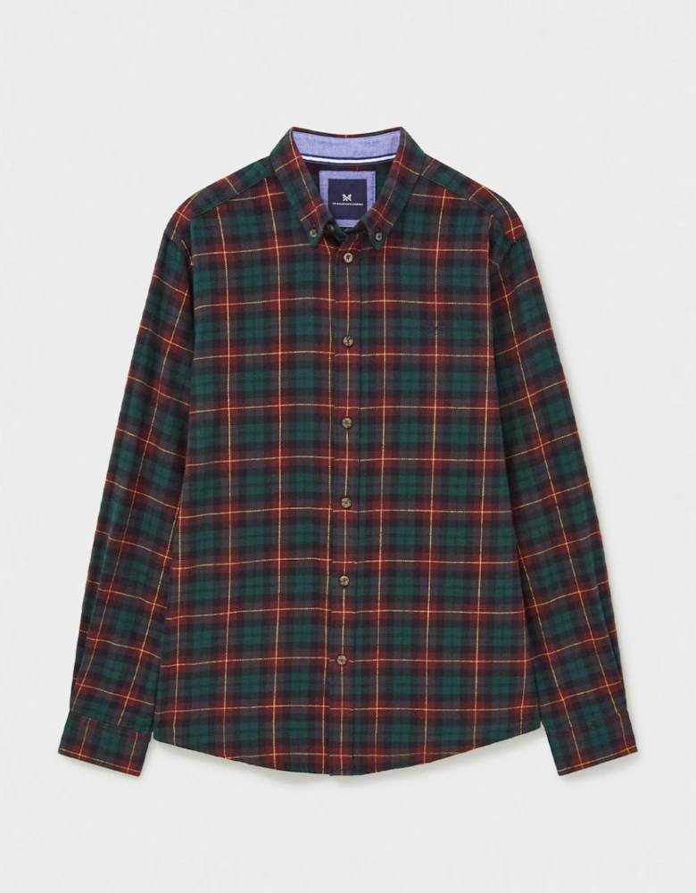 Men's Long Sleeve Blackwatch Flannel Check Shirt Heritage Black Burgundy