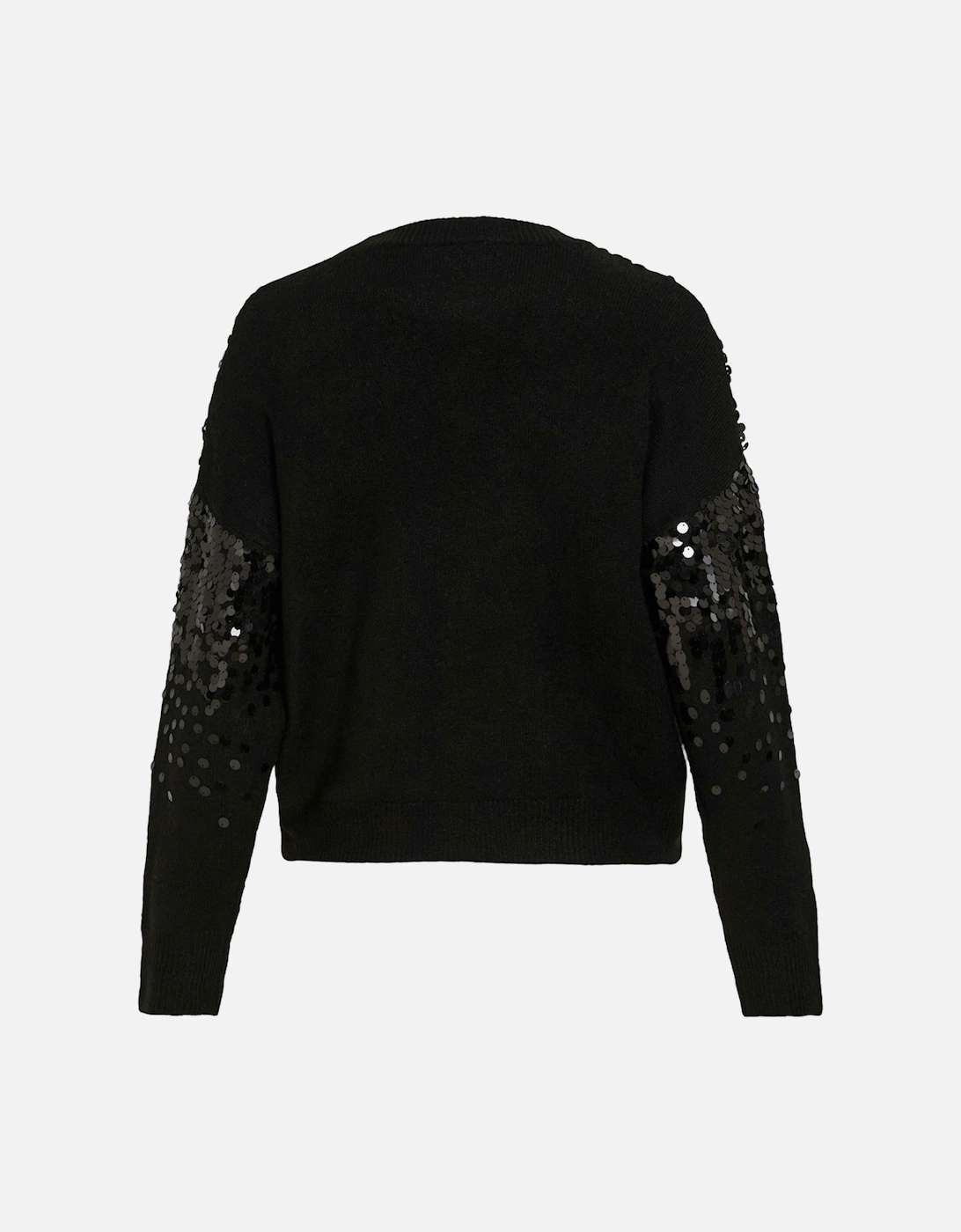 Women's Siquin Long Sleeve Sequin Knit Top Black Beauty