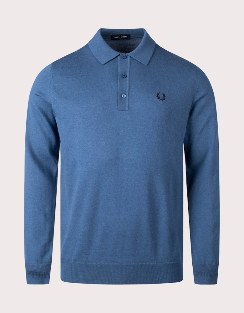 Long Sleeve Knitted Polo Shirt