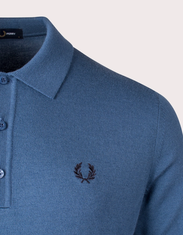 Long Sleeve Knitted Polo Shirt