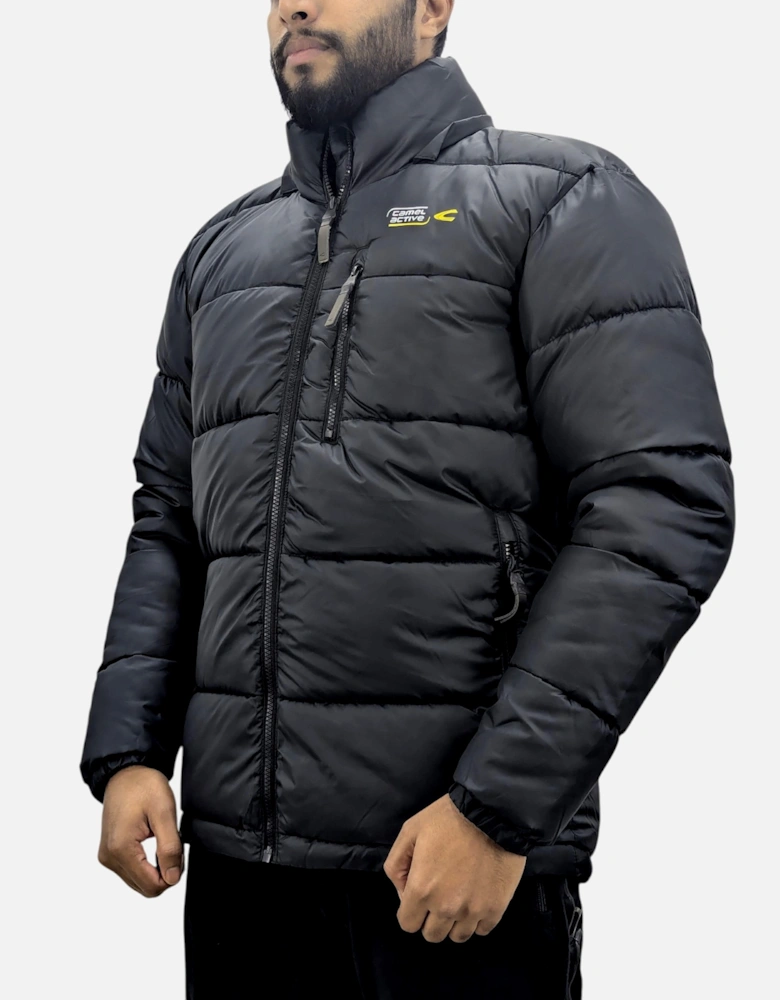 Mens Puffer Jacket Quilted Waterproof Detachable Hood Lining Coat