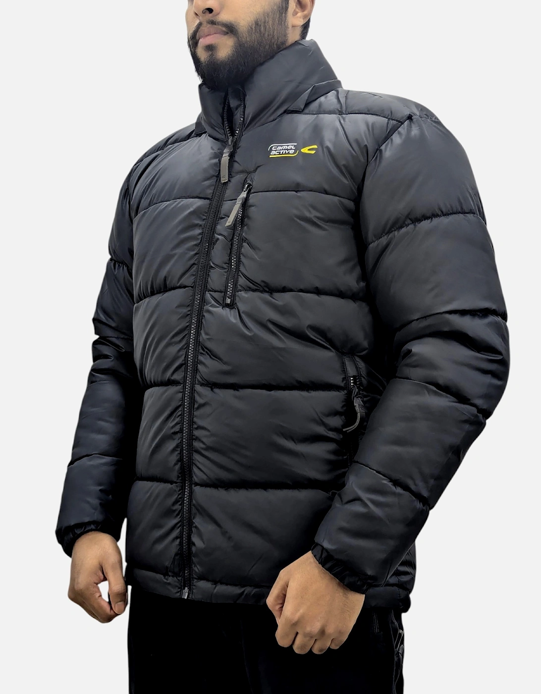 Men's CAMEL ACTIVE Mens Puffer Jacket Quilted Waterproof Detachable Hood Lining Coat - Black - Size: 40/Regular