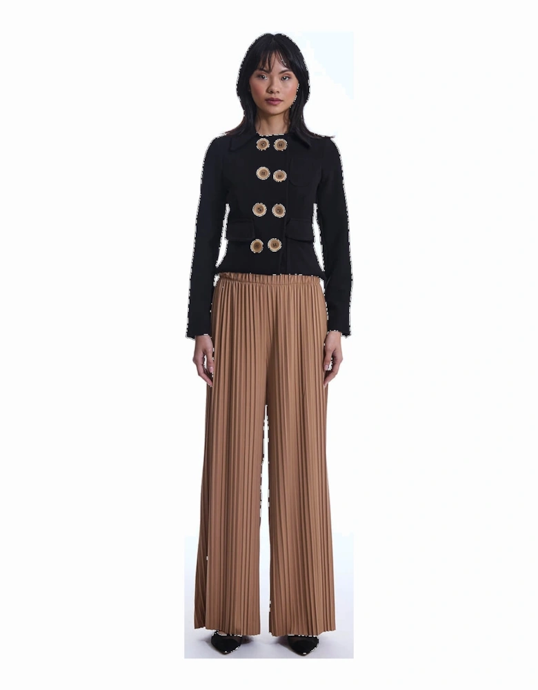 Pleated Camel Trousers