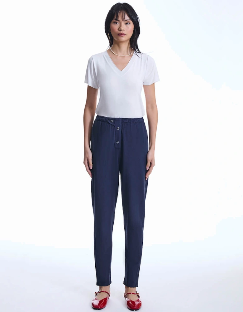 Cotton Navy Trousers